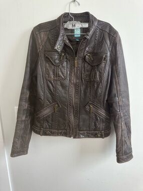 Barneys New York CO-OP Vintage Brown Leather Jacket